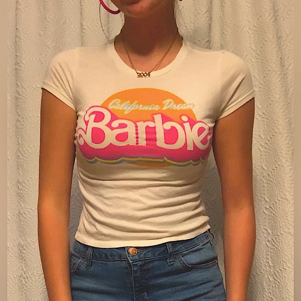 Vintage Barbie California Dream baby tee, Mattel, XS/S, white - Picture 1 of 5